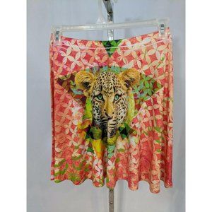 11 Ave Leopard 3d Print Stretch Skater Skirt 1XL